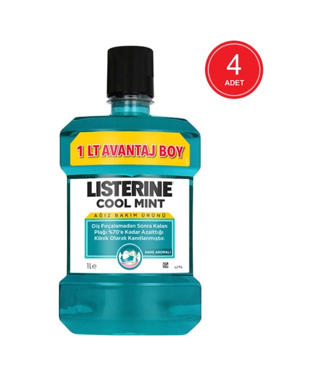 Listerine Cool Mint Ağız Bakım Suyu 4 x 1 L