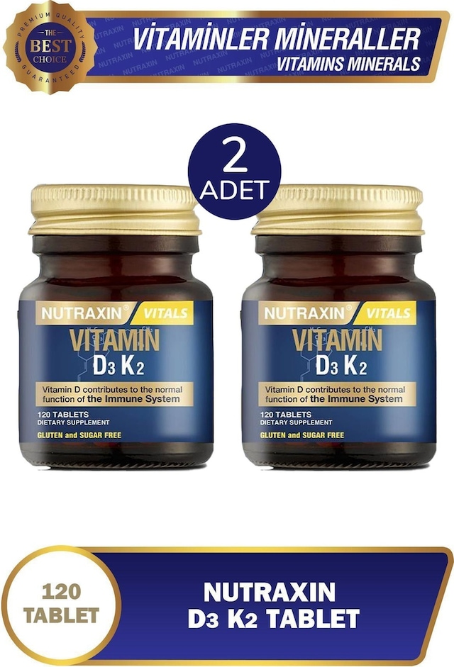 Nutraxin Vitamin D3k2 1000 Iu 120 Tablet 2 Adet