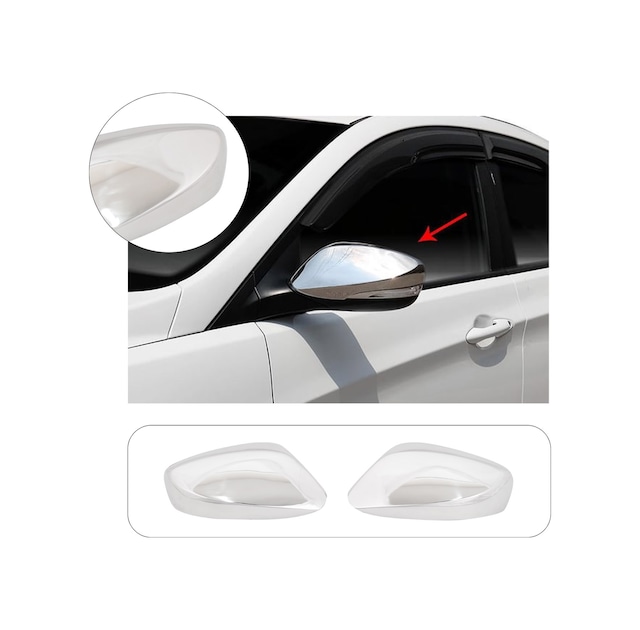 Hyundai Accent Blue Uyumlu 2011-2016 Krom Ayna Kapağı (SİNYALSİZ) 2 Parça Paslanmaz Çelik