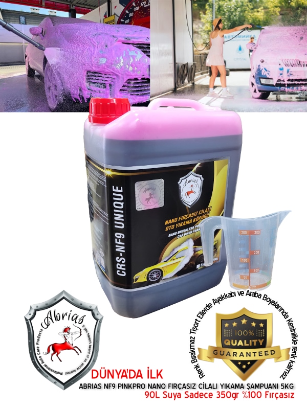 Abrias Nano Fırçasız Cilalı Oto Yıkama Pembe Şampuan 5kg