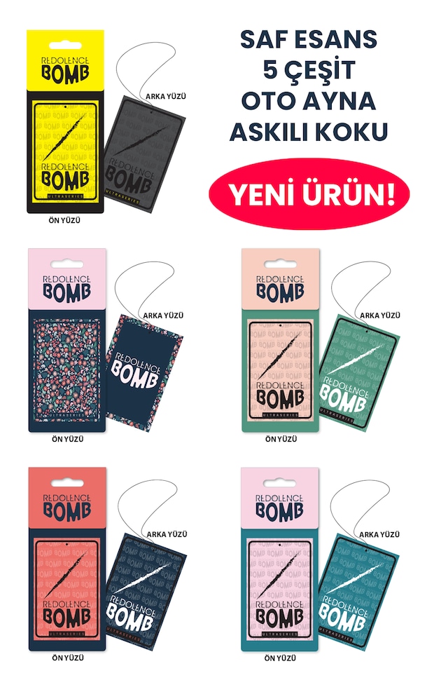 5 Li Set Oto Ayna Askılı İpli Kalın Karton Koku 10x6,5cm Safesans