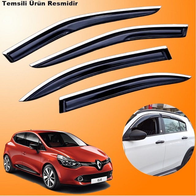 Renault Clio 4 Hb Mügen Cam Rüzgarlığı Abs Krom Nikelajlı Cam Rüzgarlığı 2012-2019 Arası 4 Lü Set