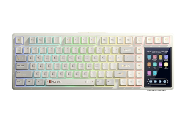 Aula L99 4" Akıllı Dokunmatik Ekranlı 3 Modlu Rgb Hot Swap Caramel Latte Switch Mekanik Kablosuz Oyuncu Klavyesi Bej