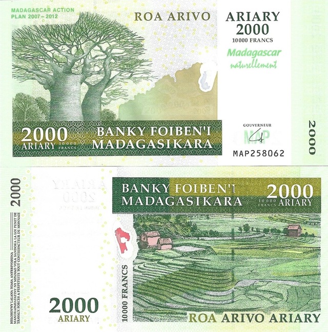 Madagaskar Hatıra 2000 Ariary Yabancı Kağıt Para Çil Unc Koleksiyon Para