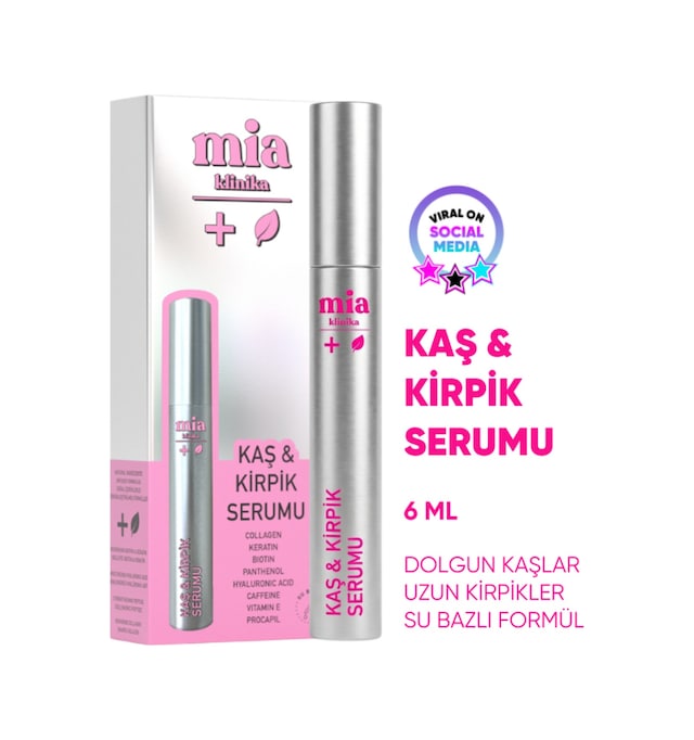 Mia Klinika Su Bazlı Güçlendirici Keratin ve Biotin İçeren Besleyici Kaş Ve Kirpik Serumu 6 ML