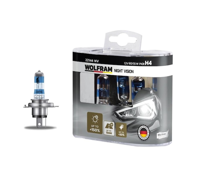 Ampul - 638 - 12v H4 60/55 P43t Nıght Vısıon 150 Fazla 20 - Glblseme - Beyaz Işık