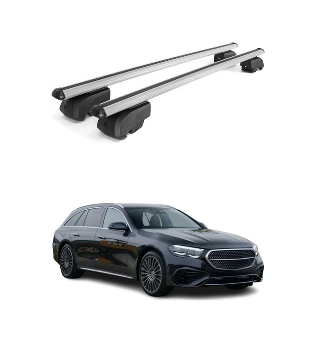 Mercedes E Serisi W213 Sedan 2016-2023 Arası Uyumlu Port Bagaj Taşıyıcı Ara Atkı Alüminyum Gümüş 2 Parça