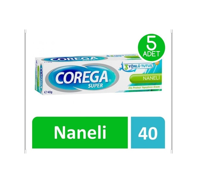 Corega Süper Naneli Diş Protezi Yapıştırıcı Krem 5 x 40 G