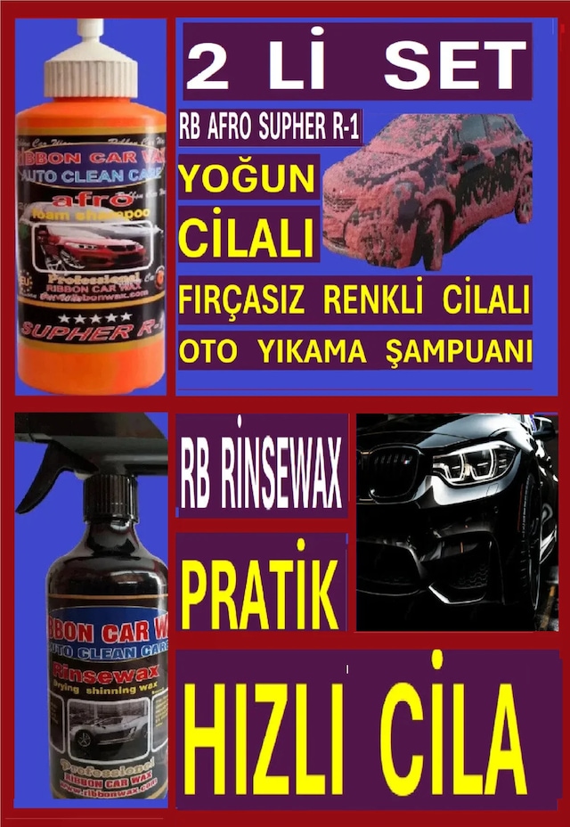Fırçasız Yoğun Cilalı Renkli Oto Yıkama Şampuanı 1 Kg+ Pratik Hızlı Cila 500 Ml