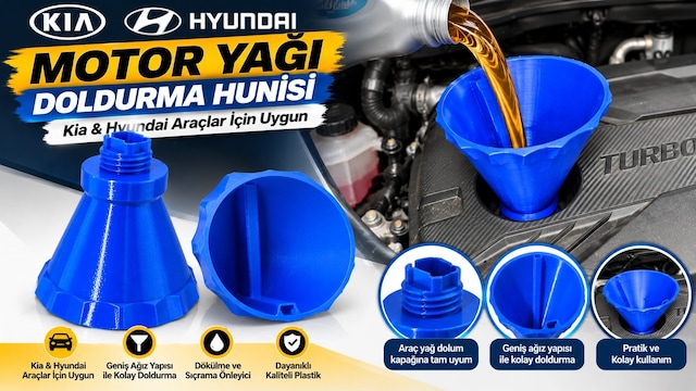 Kia & Hyundai Motor Yağı Doldurma Hunisi Araca Özel Vidalı Yağ Dolum Aparatı