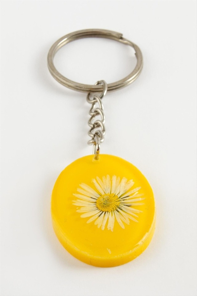 Papatya - 243 - Oval Epoksi - Spt-gld - Anahtarlık Sarı