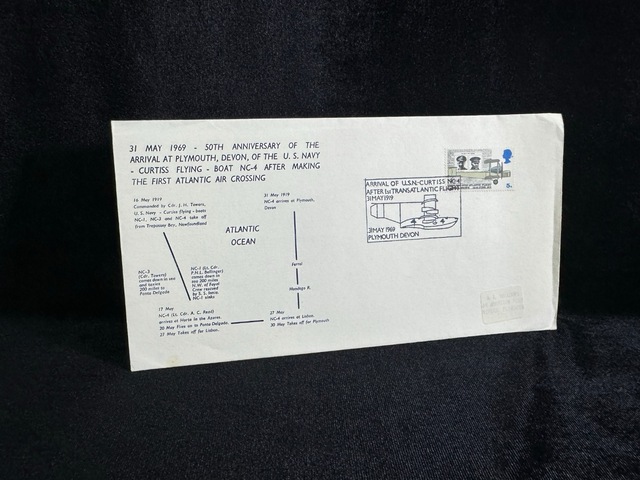 Raf İngiltere Kraliyet Deniz Hava Kuvvetleri Temalı İlk Gün Zarfı 1969 Fdc 50th Anniversary Of The Arrival At Plymouth Devon Teşhir Ürün
