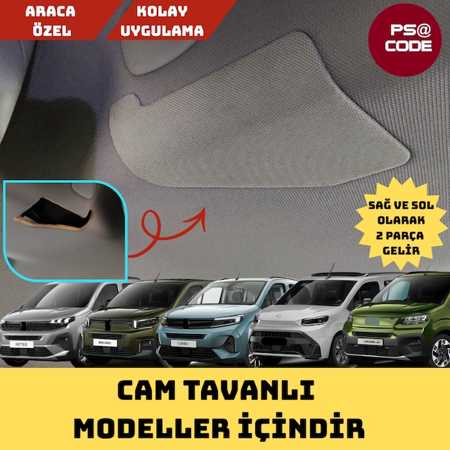 Peugeot Rifter- Citroen Berlingo-proace-doblo-opel Cam Tavanlı Ara Bölme Demiri Kapakları 2 Adet 1