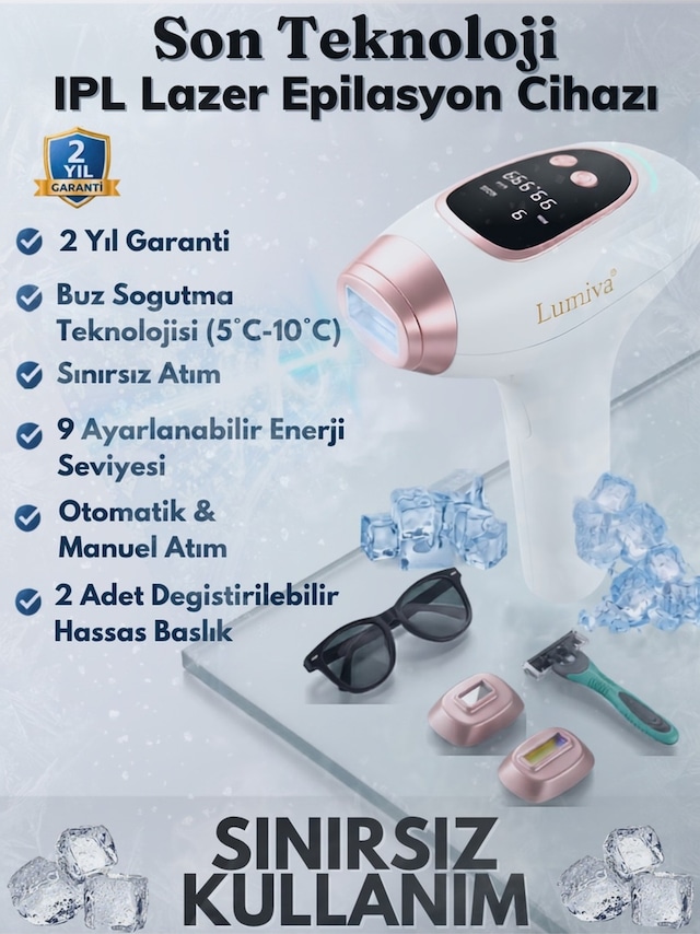 Lmv1020 Ipl Buz Lazer Epilasyon Cihazı 999.999 Atım - Ice Soğutmalı Dokunmatik Ekran Safir Başlık