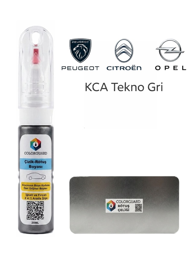 Peugeot Citröen Opel Kca Tekno Gri İğneli Ve Fırçalı Özel Tasarım Şişe Rötuş Boyası Ve Profesyonel Rötuş Çeliği Seti
