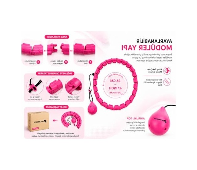 Ağırlıklı Hulahop, Ayarlanabilir Modüler Fitness Aleti, Pembe Renk Seçeneği