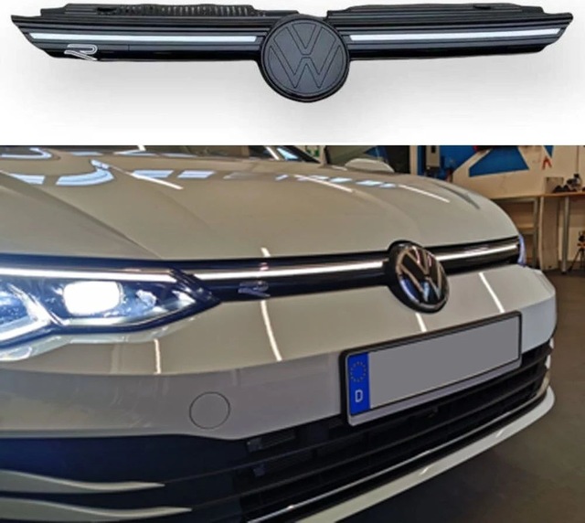 Autogp Vw Golf 8 R Ön Panjur Izgara Ledli Krom Şerit 2020+ Agp-sm-glf8-grl-01