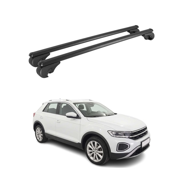 Vw T-roc I 2017-2025 Arası Uyumlu Port Bagaj Taşıyıcı Ara Atkı Alüminyum Siyah 2 Parça