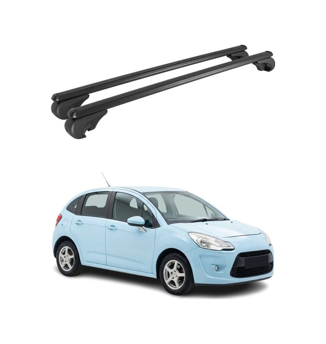 Citroën C3 Iı 2009-2016 Arası Uyumlu Port Bagaj Taşıyıcı Ara Atkı Alüminyum Siyah 2 Parça