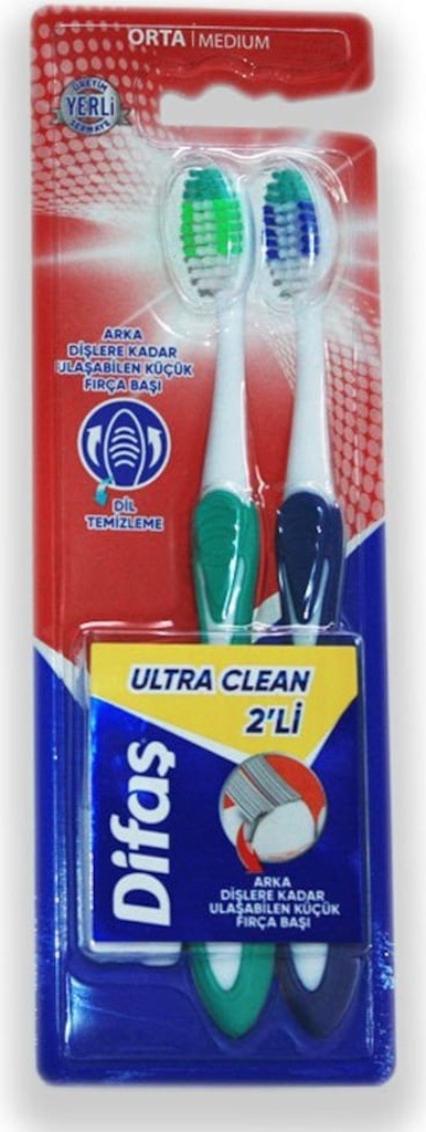 Difaş Ultra Clean Diş Fırçası 2'li Medium
