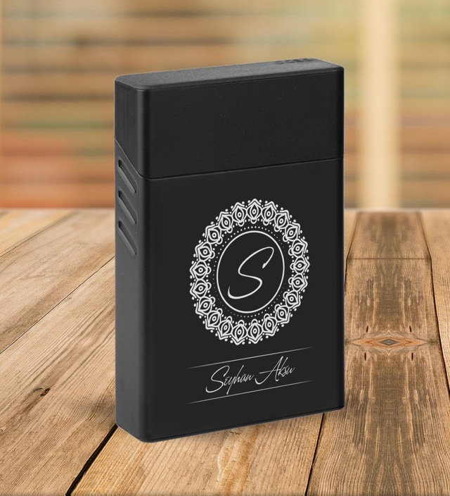 Bk Gift Kişiye Özel Siyah Slim Boy Metal Sigara Kutusu-2