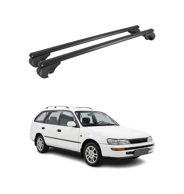 Toyota Corolla Vııı Touring 1997-2002 Arası Uyumlu Port Bagaj Taşıyıcı Ara Atkı Alüminyum Siyah 2 Parça