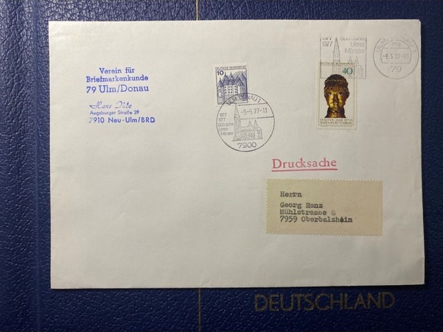 Almanya Özel Damgalı İlk Gün Zarfı 600 Jahre Ulmer Münster Bonn Fdc Deutschland Brd 1977 Teşhir Ürün