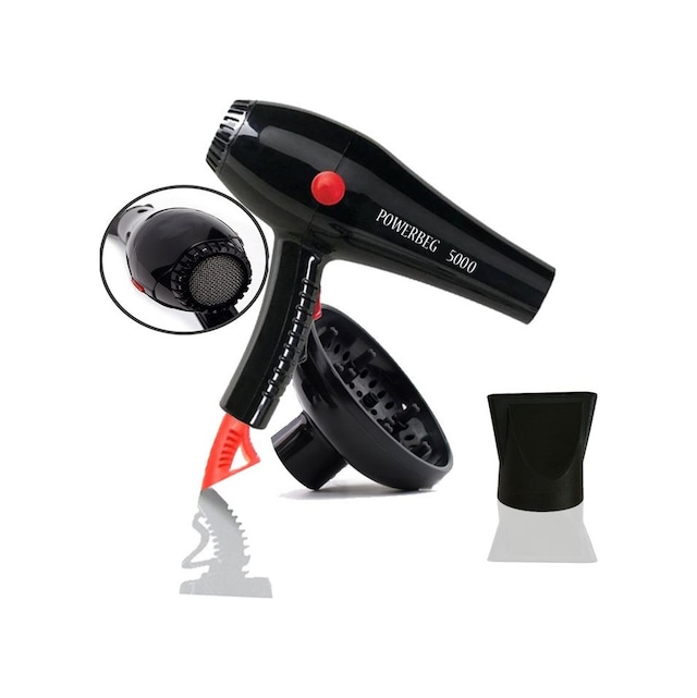 Powerbeg 5000 2500 W Profesyonel Fön Makinesi + Başlık Siyah