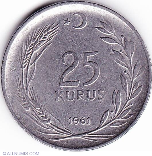 25 Kuruş 1961 Yılı Madeni Para