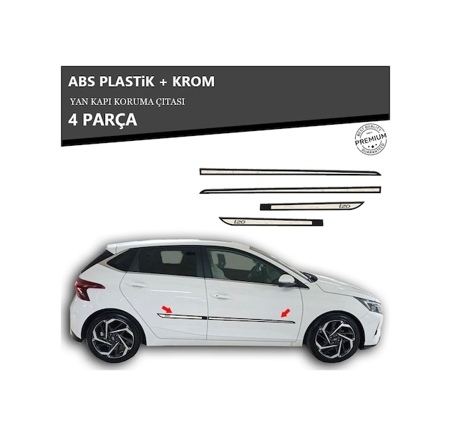 Hyundai İ20 Yan Kapı Koruma Çıtası Plastik + Krom Unvrslppkçt00044