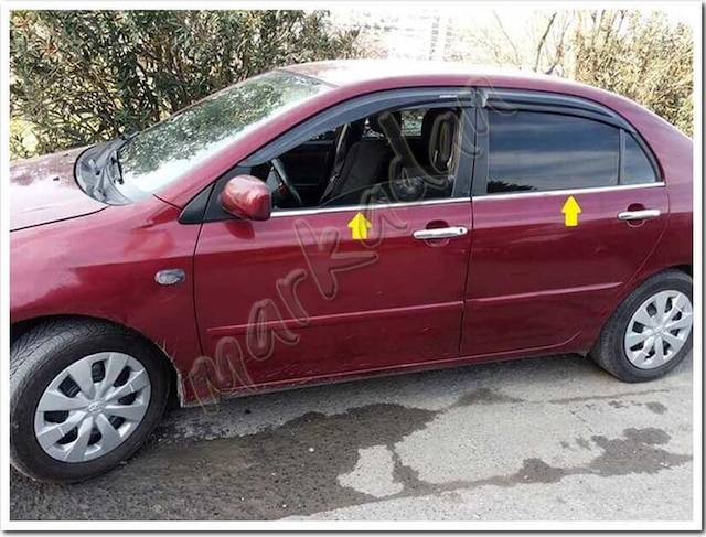 Db Chrome Toyota Uyumlu Corolla Sedan Cam Çıtası Nikelajı 2002-2006 4 Pa