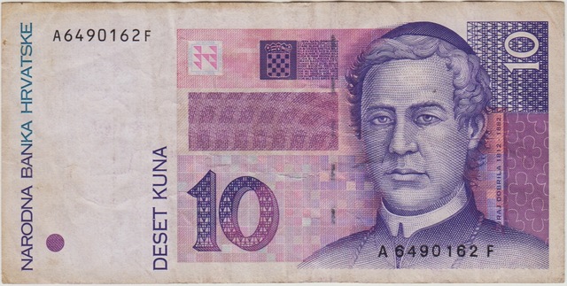 Hırvatistan 10 Kuna 1993 İlk Seri-nadir. Çok Temiz.