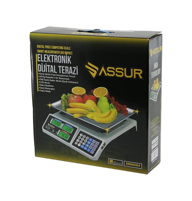 Büyük Dijital Karpuz Terazi Tartı 40kg/2gr 7 Fiyat Hafızası Fiş Şarjlı Acs-809t 5286