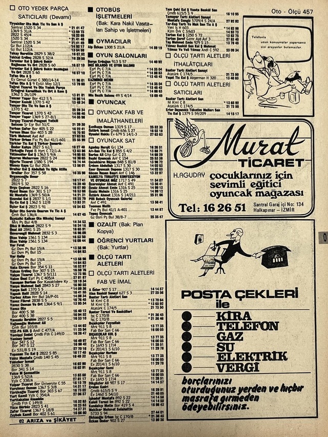 İzmir 1982-1983 Meslek Reklam İlanı Efemera S457 Teşhir Ürün