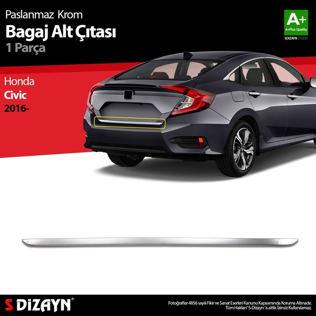 S-Dizayn Honda Civic Krom Bagaj Alt Çıta 2016 Üzeri