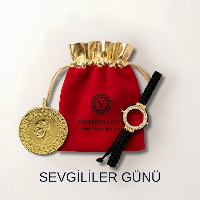 Çeyrek Altın Eski Tarihli Kulplu 22 Ayar Sevgililer Gününe Özel Bileklik Hediye