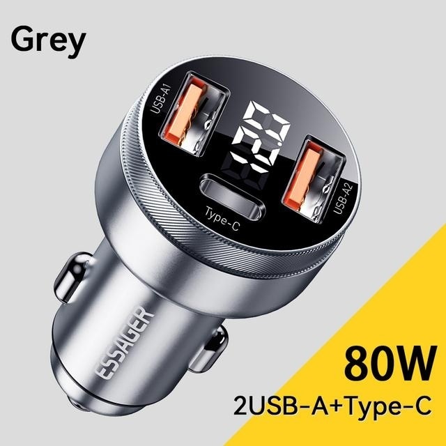 Essager 80w Araç Şarj Cihazı Usb Tip C Pd Hızlı Şarj Telefon Hızlı Şarj İphone 14 13 Huawei Xiaomi Samsung İpad Dizüstü Tablet
