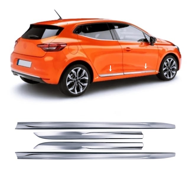 Renault Clio 5 Hb 2019 Üzeri Krom Yan Kapı Çıta 4 Prç P.çelik