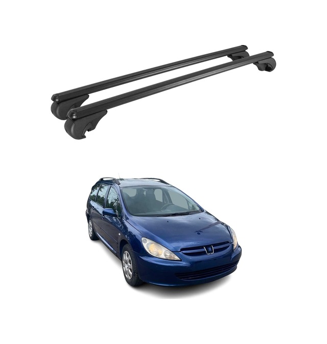 Peugeot 307 Station Wagon 2002-2008 Arası Uyumlu Port Bagaj Taşıyıcı Ara Atkı Alüminyum Siyah 2 Parça