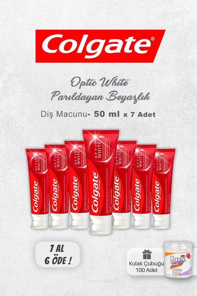 Colgate Optic White Parıldayan Beyazlık 7 Al 6 Öde 50 Ml Ve Kulak Çubuğu