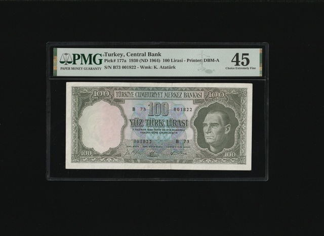 Pmg 45 100 Tl Yüz Türk Lirası 1964 P 177a S/n B73 001822 Ççt