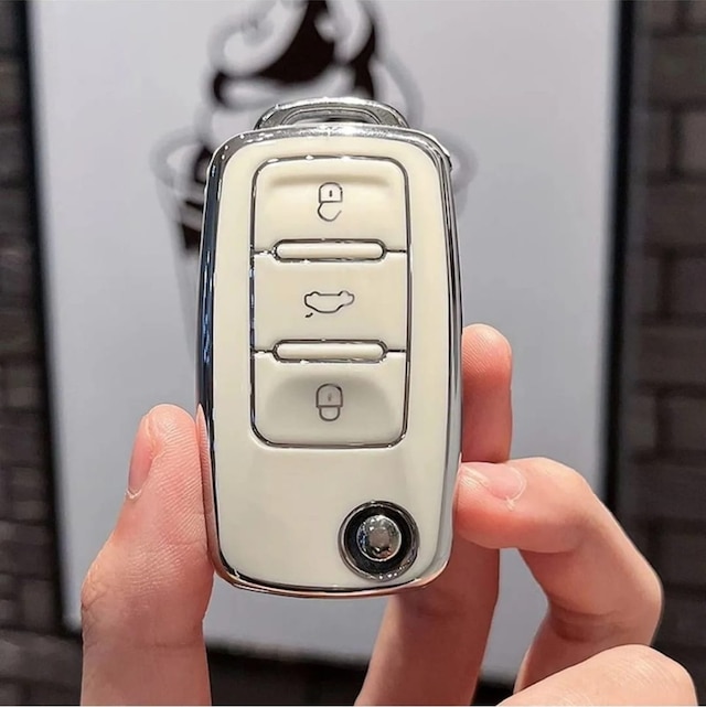 Gma Keys Vw Tiguan Jetta Golf 5 Golf 6 Scirocco Polo Caddy Transporter Nano Anahtar Kılıfı Beyaz Gümüş Renk