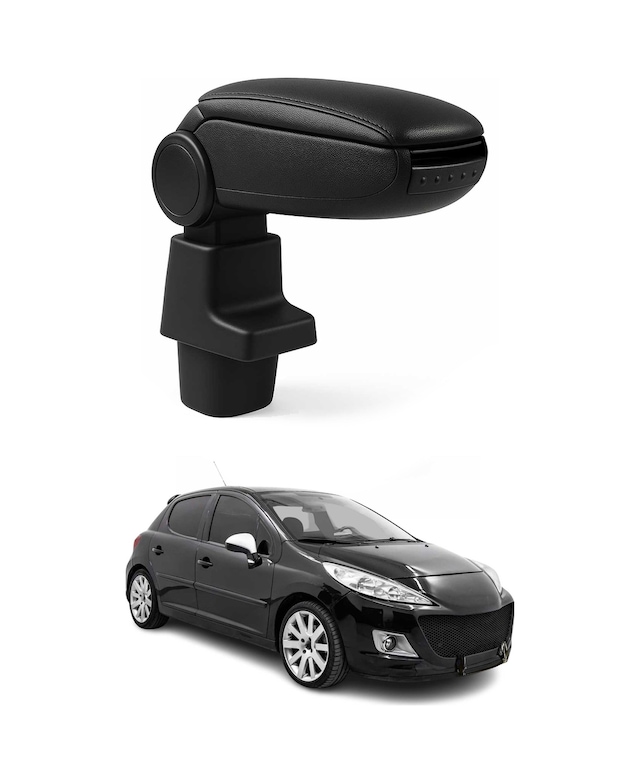 Peugeot 207 2006-2015 Uyumlu Kolçak Kol Dayama Siyah Suni Deri Araca Özel