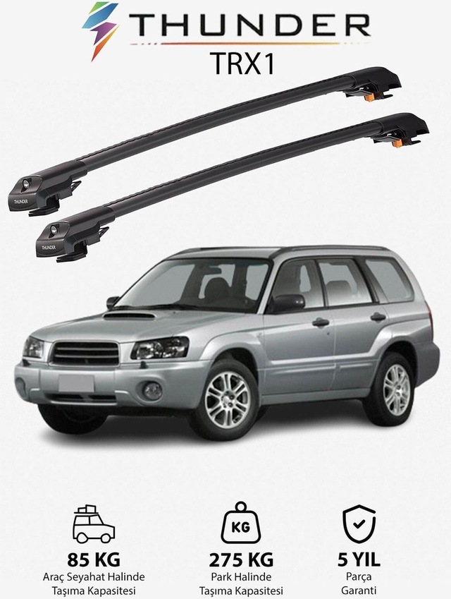 Subaru Forester 2003-2007 Trx1 Thunder Carrier Kilitli Ara Atkı Taşıyıcı Tavan Barı Gri