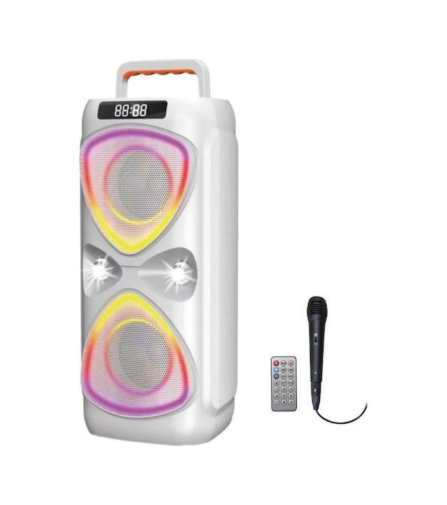 Bluetooh Hoparlör Kablolu Mikrofonlu Kumandali Radyolu Led Işıklı Parti Speaker D78