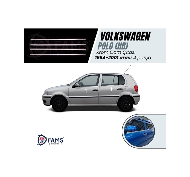 Vw Polo Krom Cam Çıtası 4 Prç. 1994-2001 P. Çelik