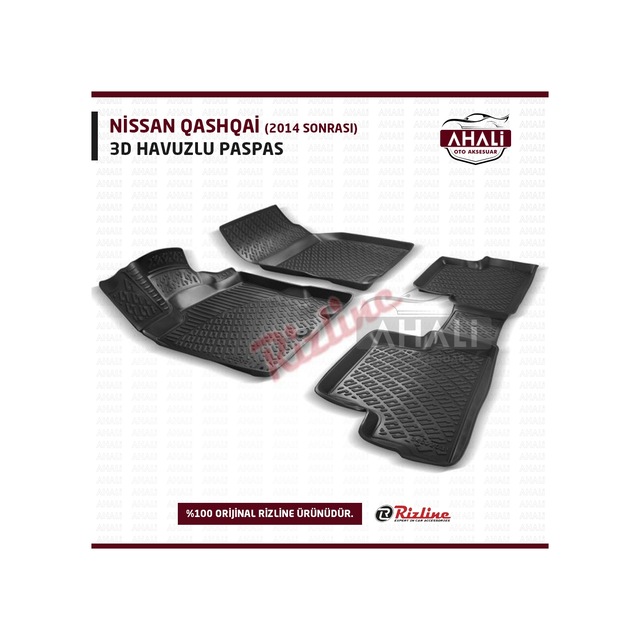 Rizline Nissan Qashqai 2014 Sonrası 3D Havuzlu Paspas+Araç Kokusu