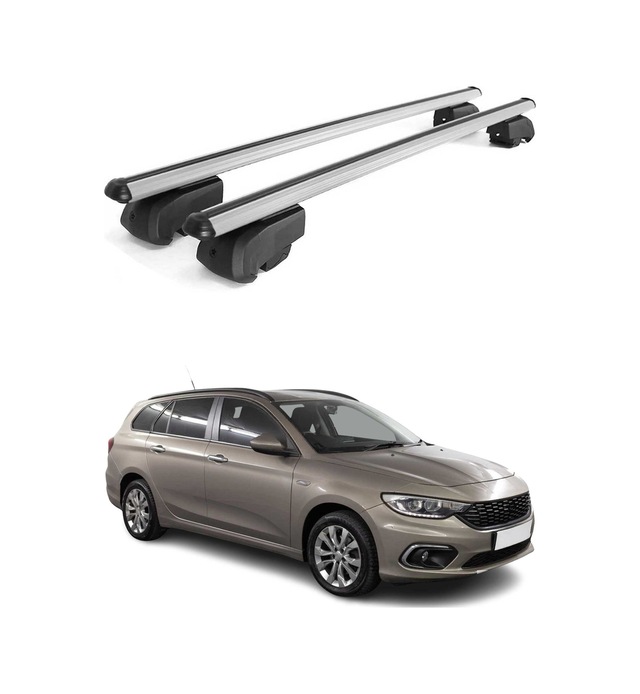 Fiat Egea Station Wagon 2015-2026 Arası Uyumlu Port Bagaj Taşıyıcı Ara Atkı Alüminyum Gümüş 2 Parça