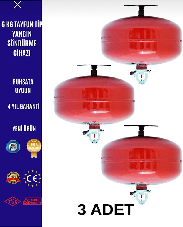6 Kg 3 Adet Tam Otomatik Tayfun Söndürme Sistemi