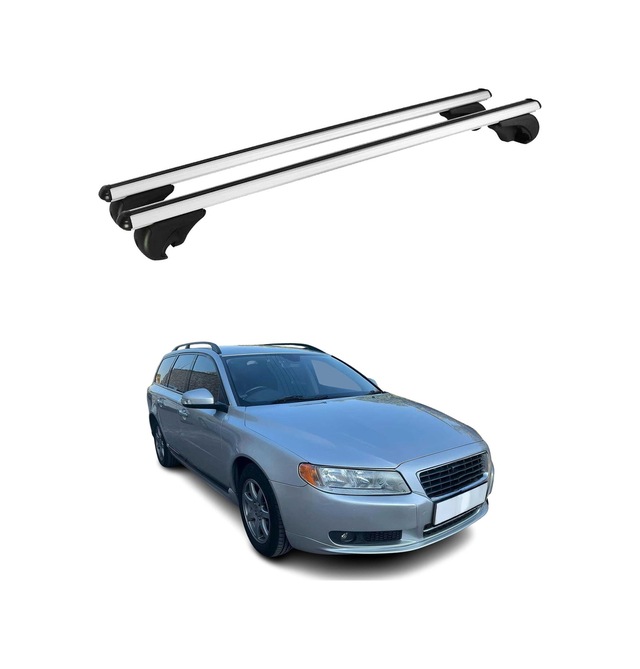 Volvo V70 Iıı 2007-2016 Arası Uyumlu Port Bagaj Taşıyıcı Ara Atkı Alüminyum Gümüş 2 Parça